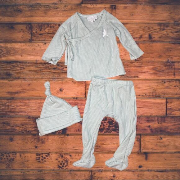 5 for $25🔥Toby Light Teal Pajama Set of 3 Baby Size 0-3 Months - Picture 1 of 7